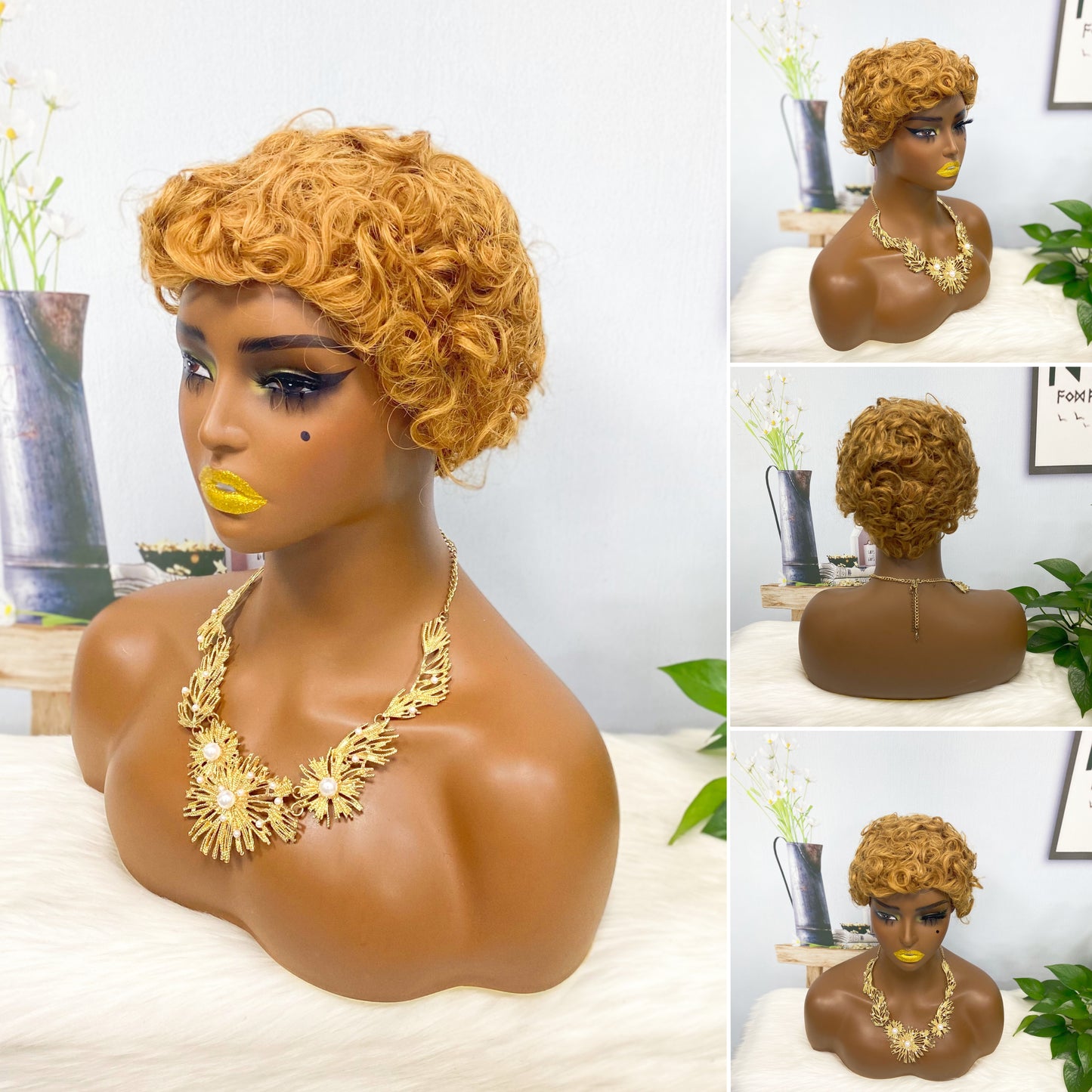 Machine Human Hair Wig Natural Hair Wig 026 Color 30#