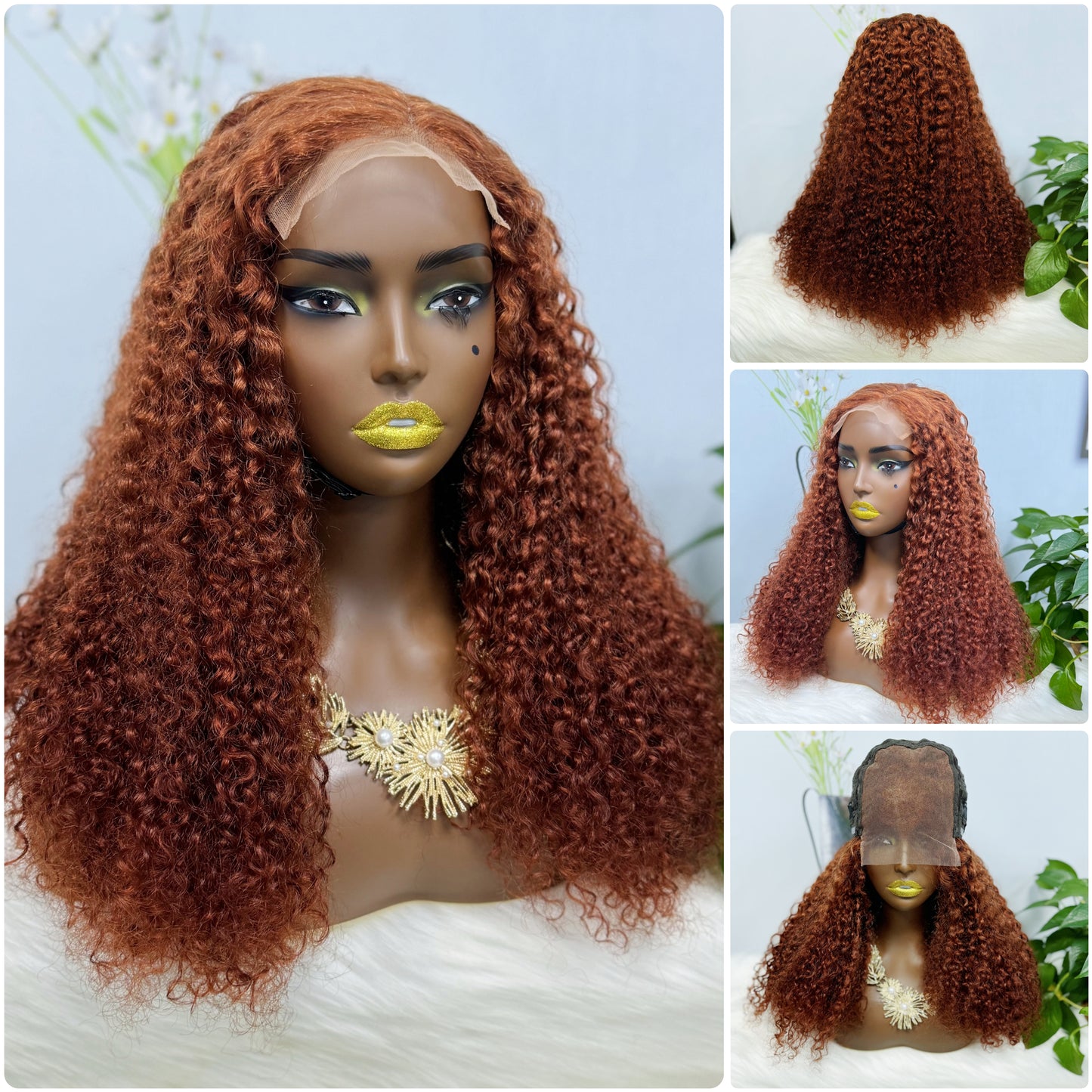 Double Drawn 5*5 Glueless Wig Pixie Curl Natural Color Lace Wigs Color P4/30# 20inch