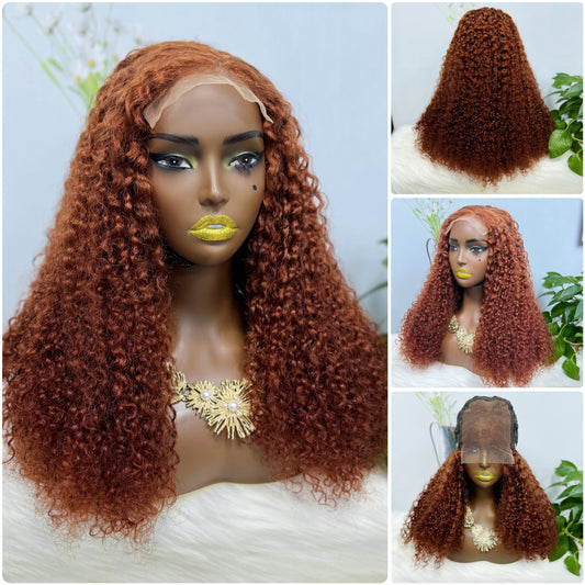 Double Drawn 5*5 Glueless Wig Pixie Curl Natural Color Lace Wigs Color 33# 20inch