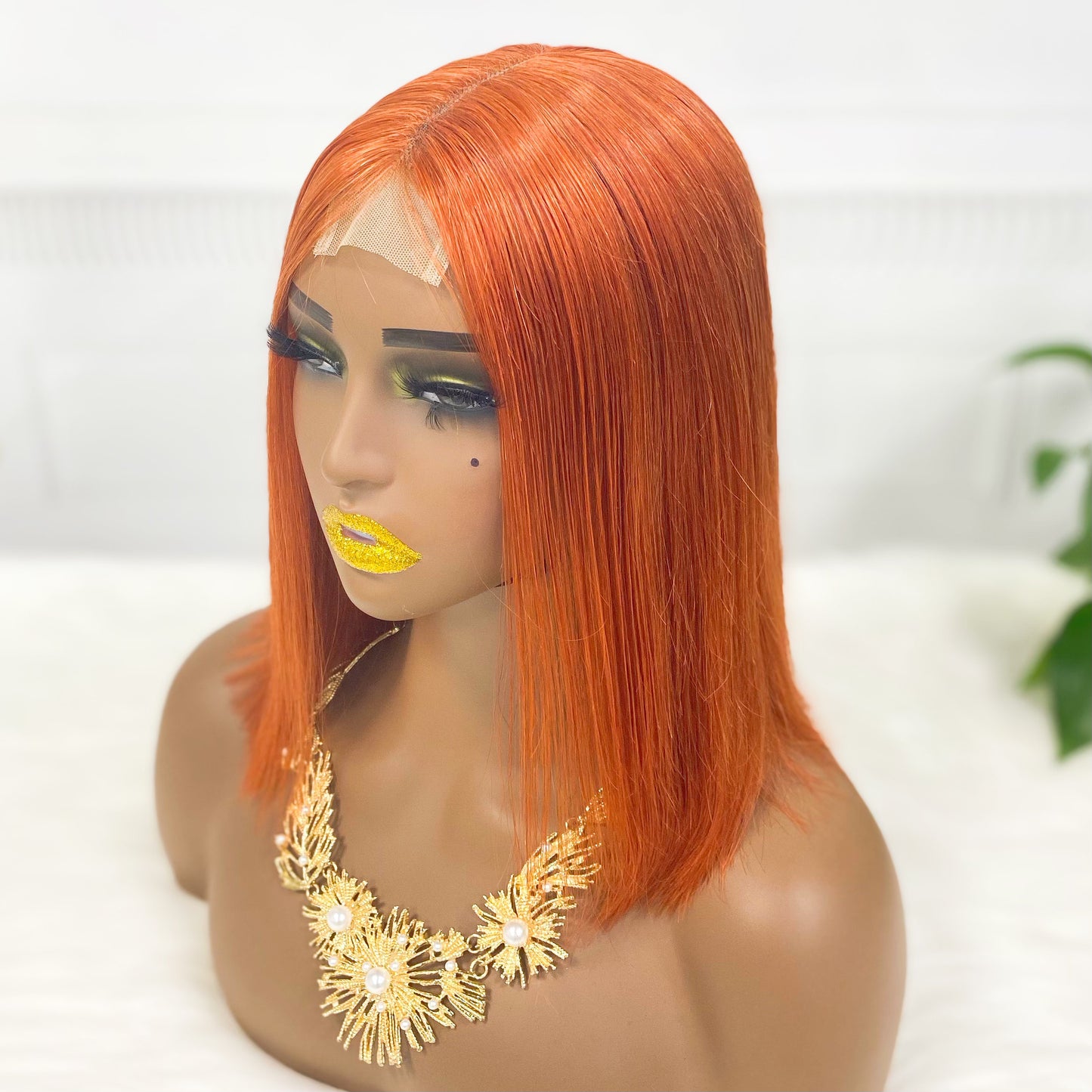 Super Double Drawn 2*6 Lace Bob Wig  Human Hair Lace Wig Color 350# Straight