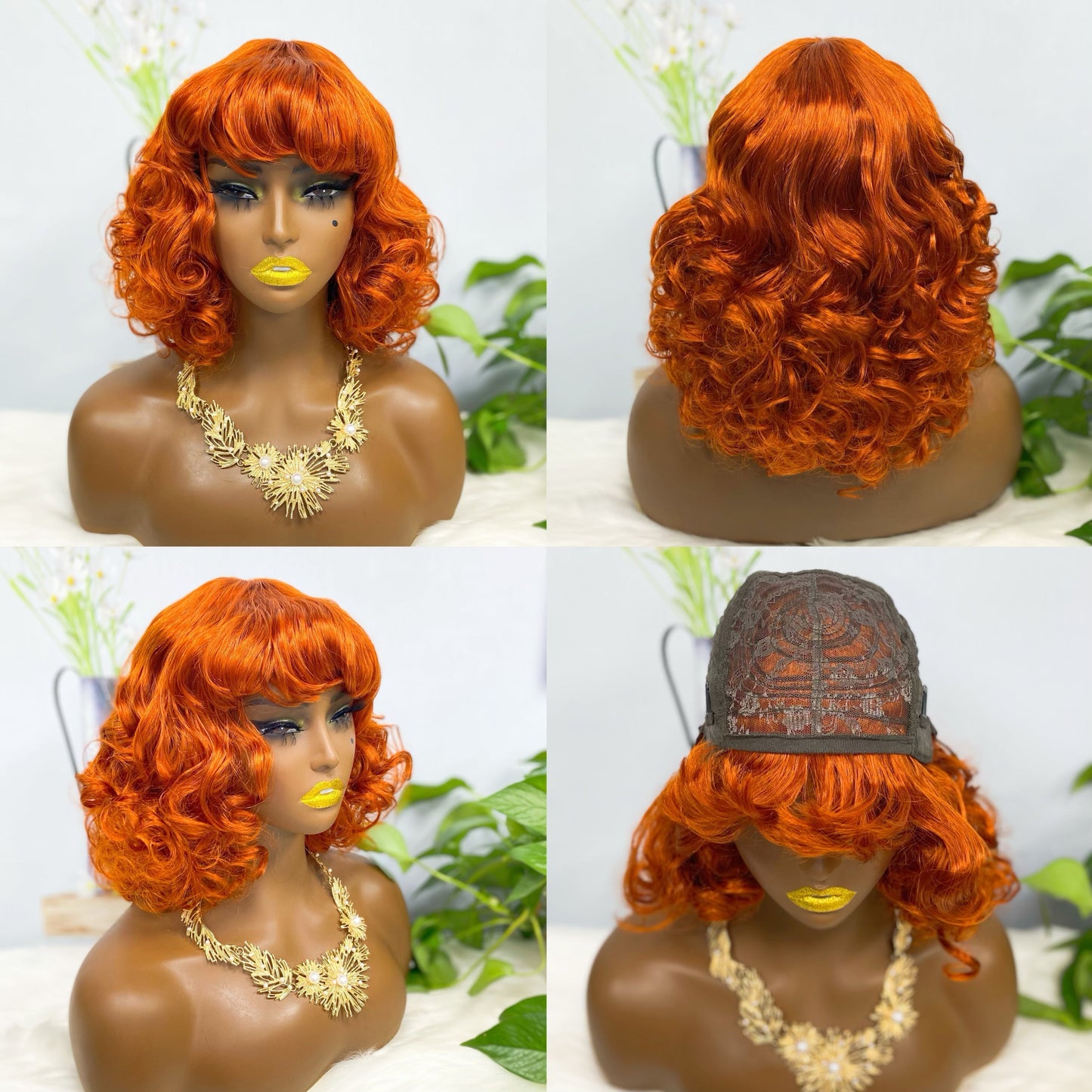 Fringe Wig LW Brazilian Natural Human Hair Wig Color 350#