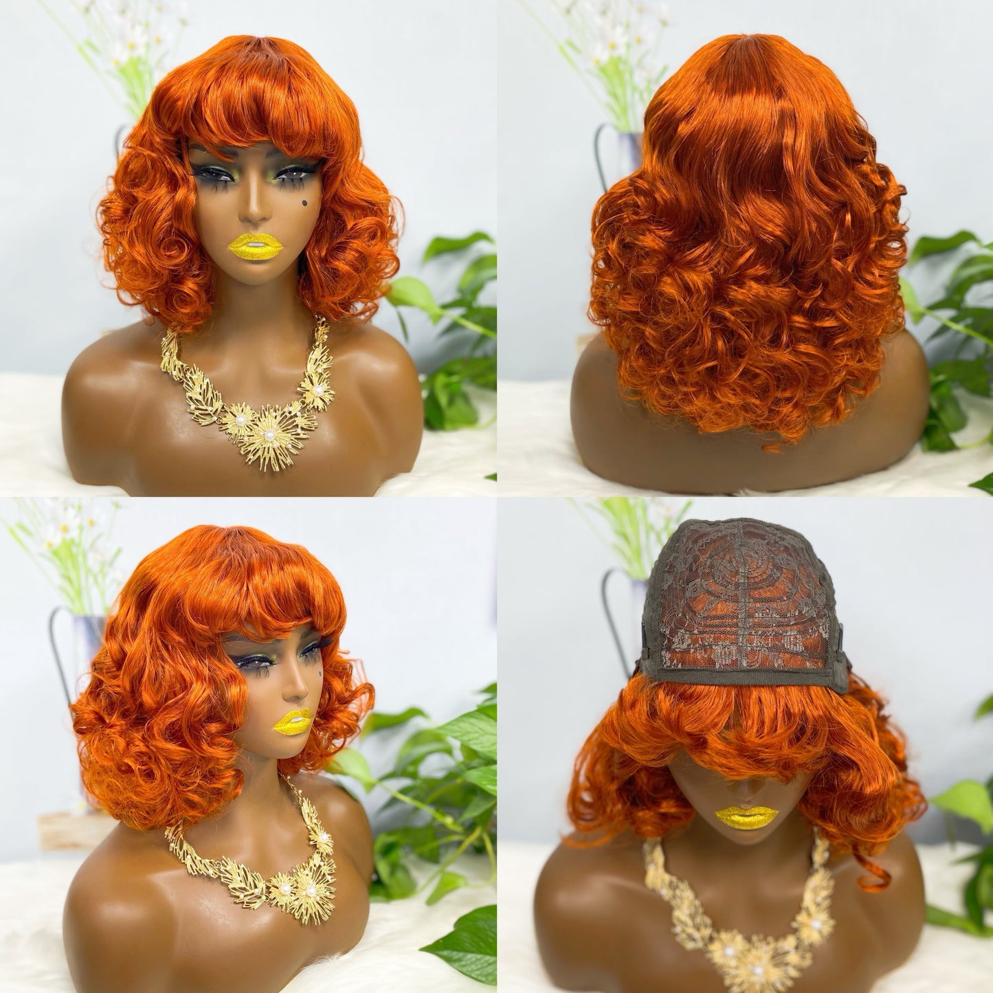 Fringe Wig LW Brazilian Natural Human Hair Wig Color T1B/4#