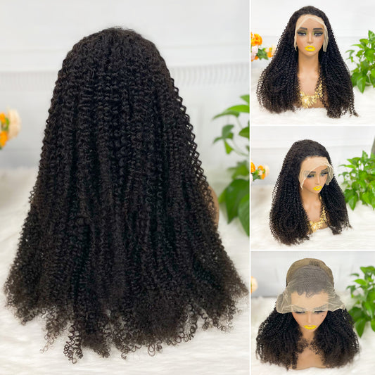 13*4 Lace Wig Kinky Curl Natural Color Virgin Human Hair Wigs 200% Density Color NC