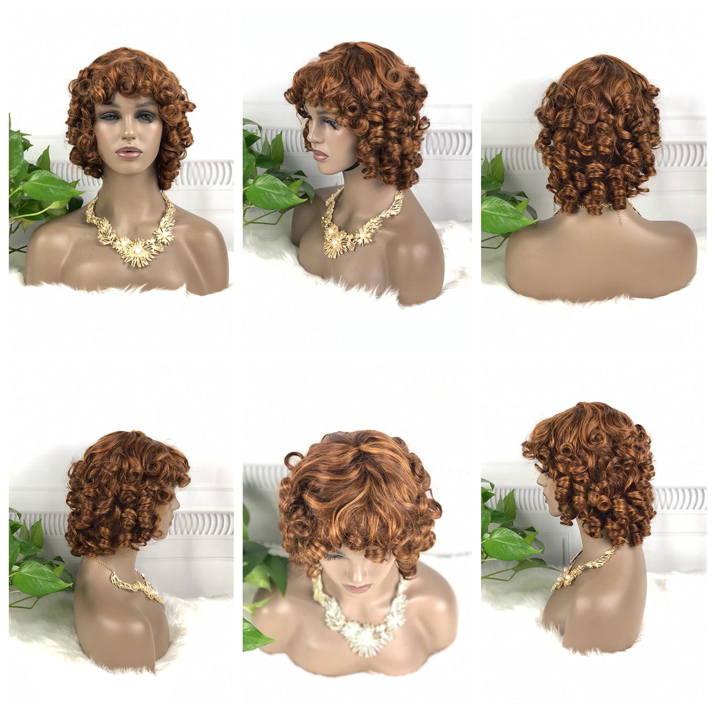 DD Wig Big Fumi Curl Machine Human Hair Wig Natural Hair Wigs Color 99J