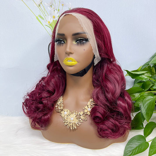 Double Drawn 13*4 Lace Wig Loose Wave Natural Human Hair Lace Wig Color 99J 250% Density