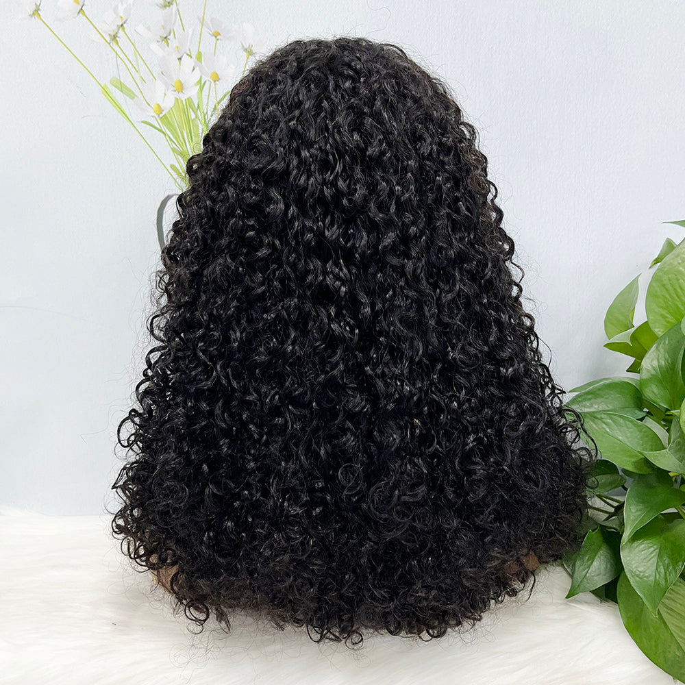 Double Drawn 13*4 Wig Pixie Curl Natural Color Lace Wigs Color NC 250% Density