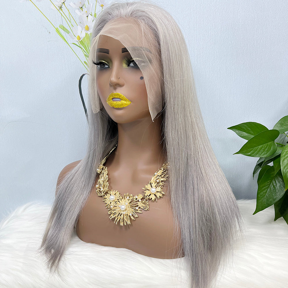 13*4 Lace Wig Straight Natural Virgin Human Hair Lace Wig Color Gary 20inch