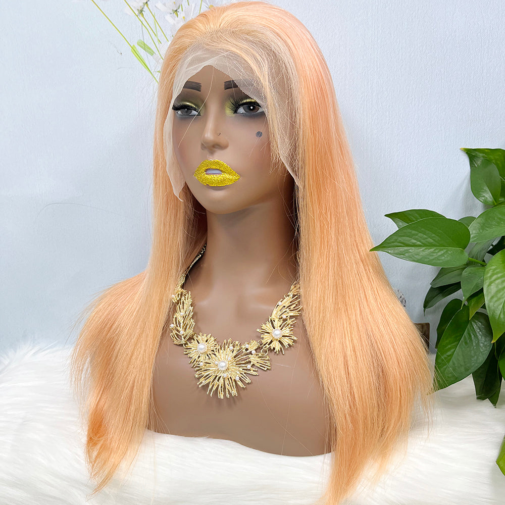 13*4 Lace Wig Straight Natural Virgin Human Hair Lace Wig Color Light orange 20inch