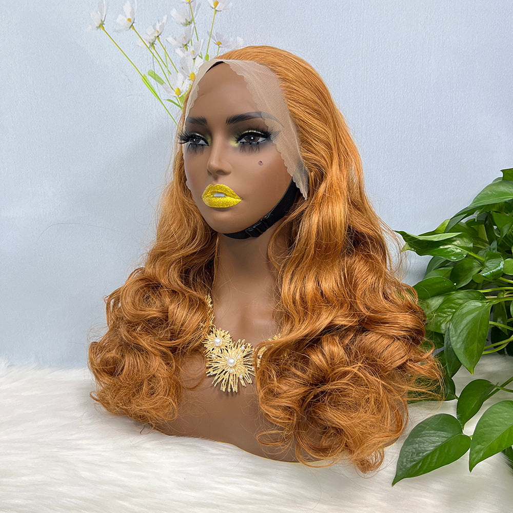 Double Drawn 13*4 Lace Wig Loose Wave Natural Human Hair Lace Wig Color 30# 250% Density