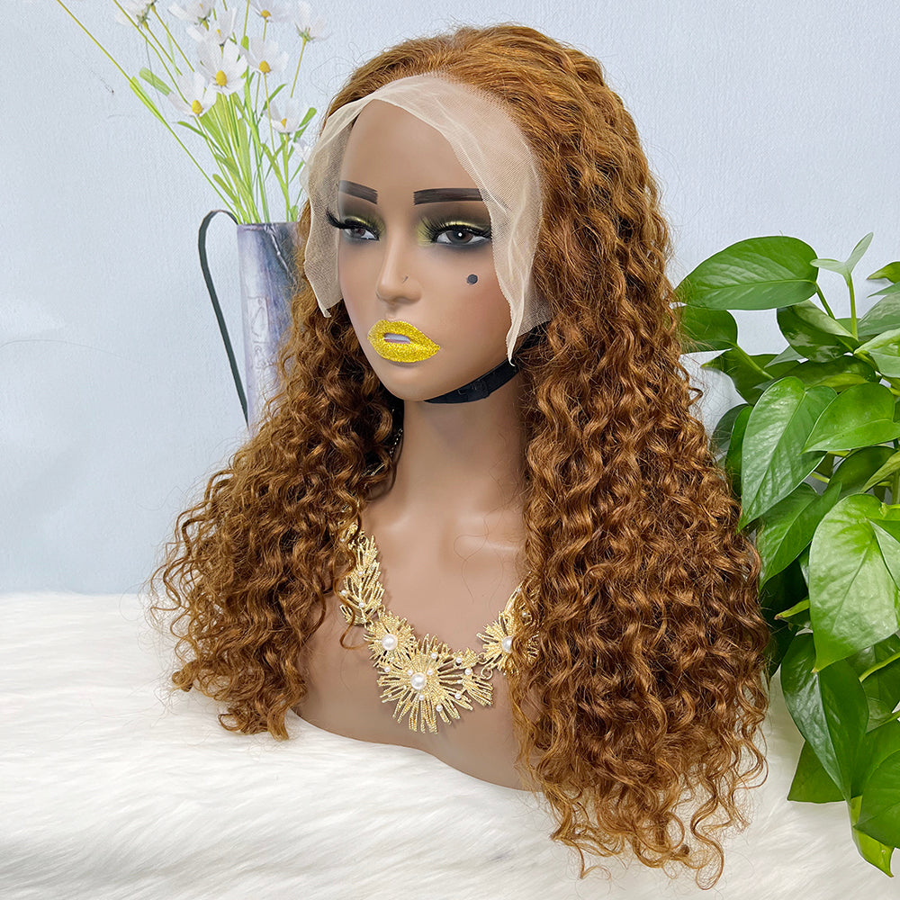 13*4 Lace Wig Water Wave Natural Virgin Human Hair Lace Wigs Color 30# 250%Density