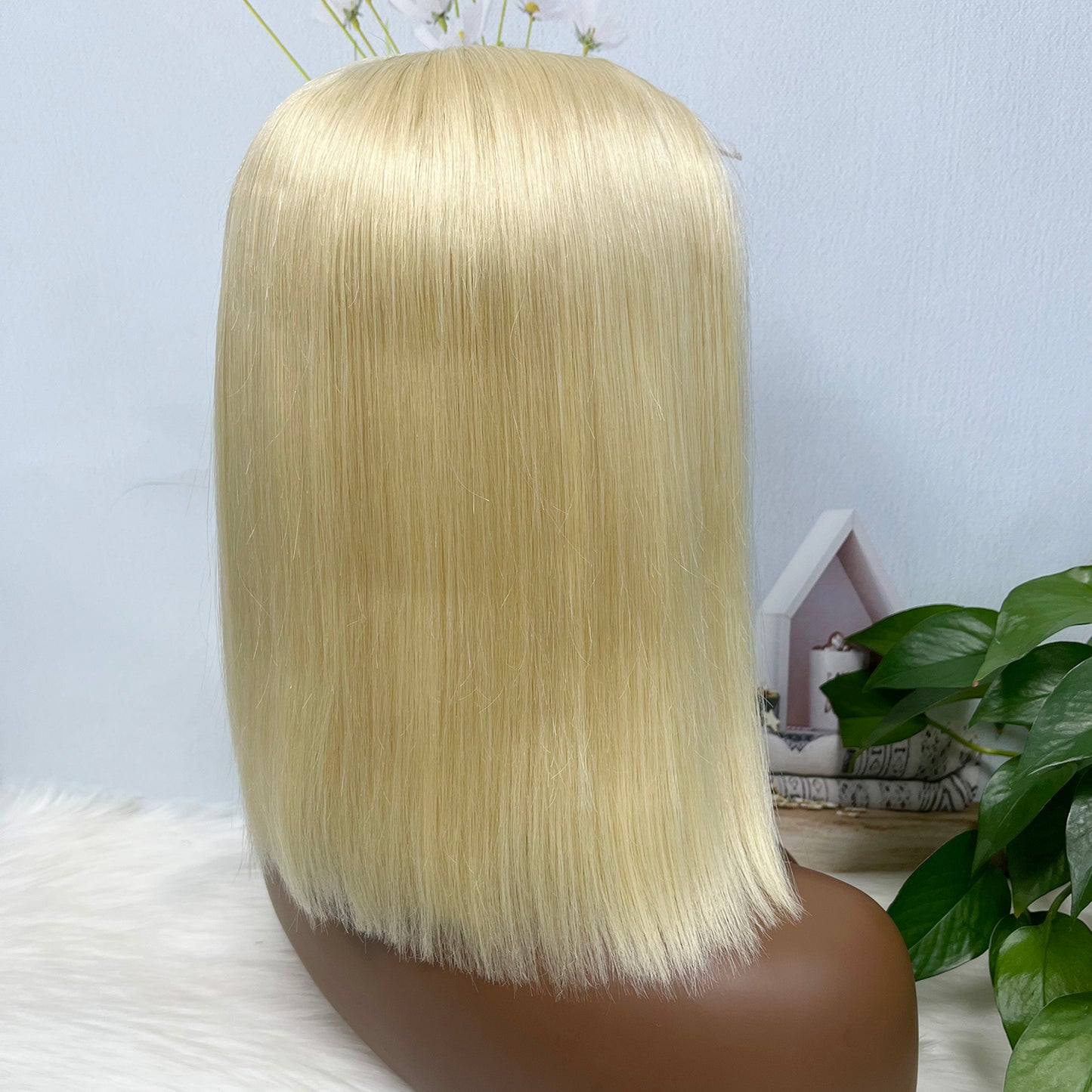 Super Double Drawn 2*6 Lace Bob Wig Human Hair Lace Wig Color 613# Straight