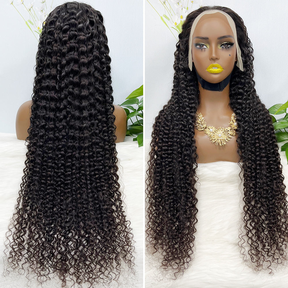 36" 13*4 Lace Wig Water Wave Curly Human Hair Wig 500 grams Color 4#