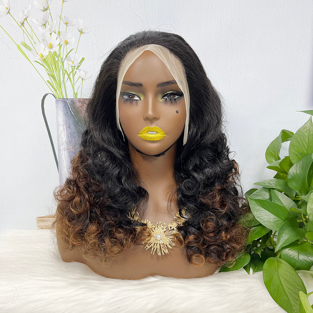 DD 13*4 Lace Wig Fumi  Natural Human Hair Lace Wigs Color T1B/4# 250% Density