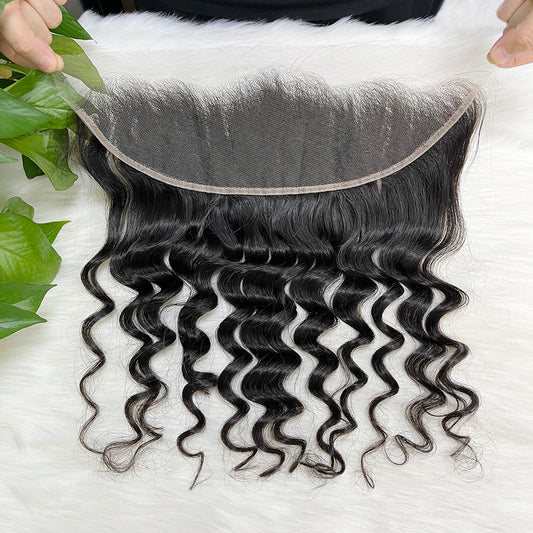 13*4 HD Lace Frontal Loose Deep  100% Natural Human Hair Natural Color 10"-26"