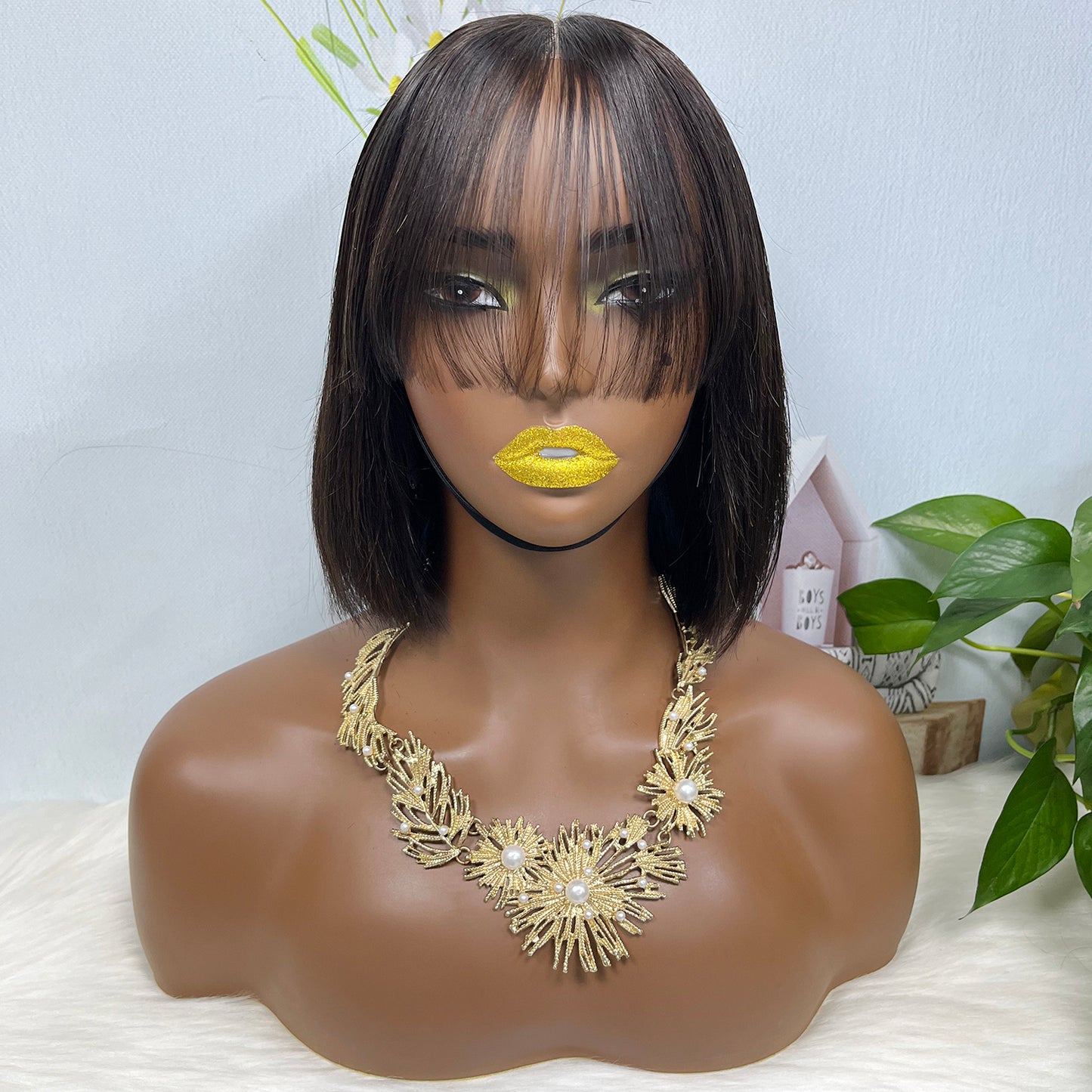 Fringe SDD 2*6 Lace Bob Wig Human Hair Lace Wig Color NC Straight