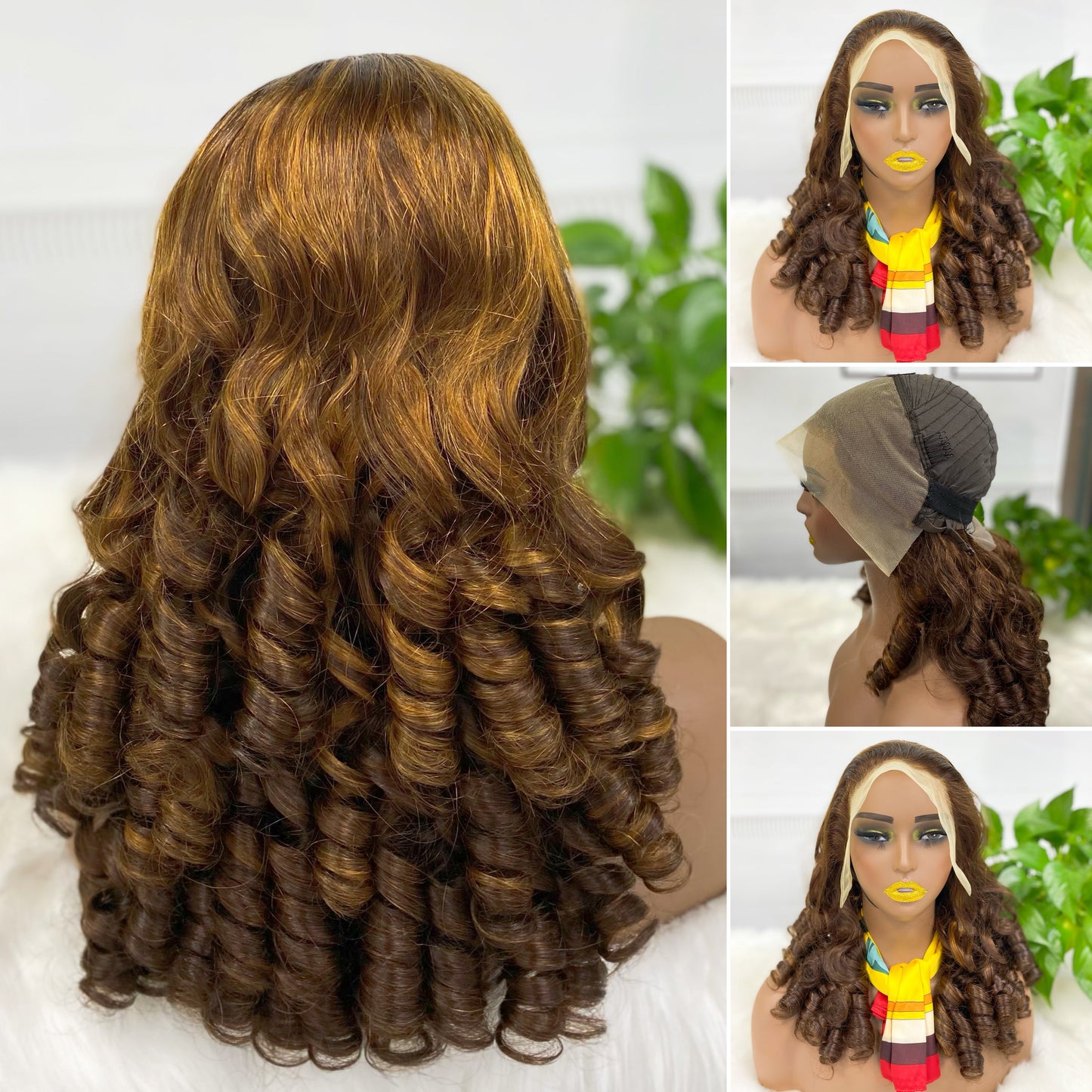 13*4 Lace Wig Spring Curl  Natural Human Hair Lace Wigs Color 99J 300% Density