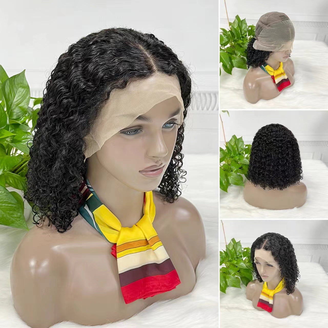 13*4 BoB Wig Water Wave Wigs Color NC 200% Density