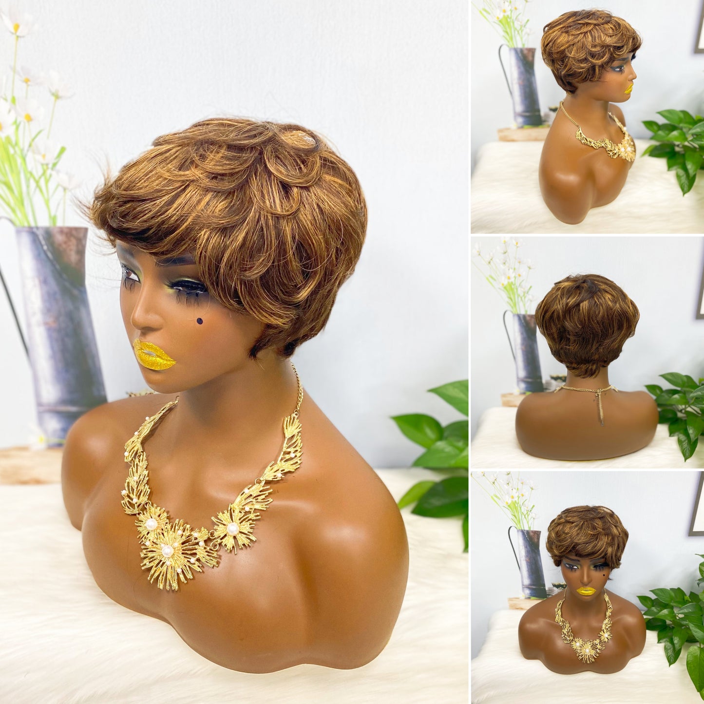 Machine Human Hair Wig Natural Hair Wigs 0701 Color 30#