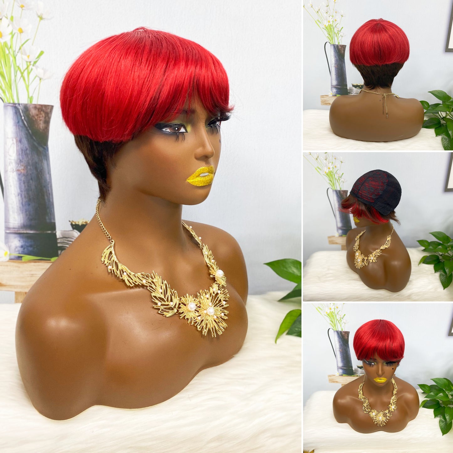 Machine Human Hair Wig Natural Hair Wig 513 Color 1B