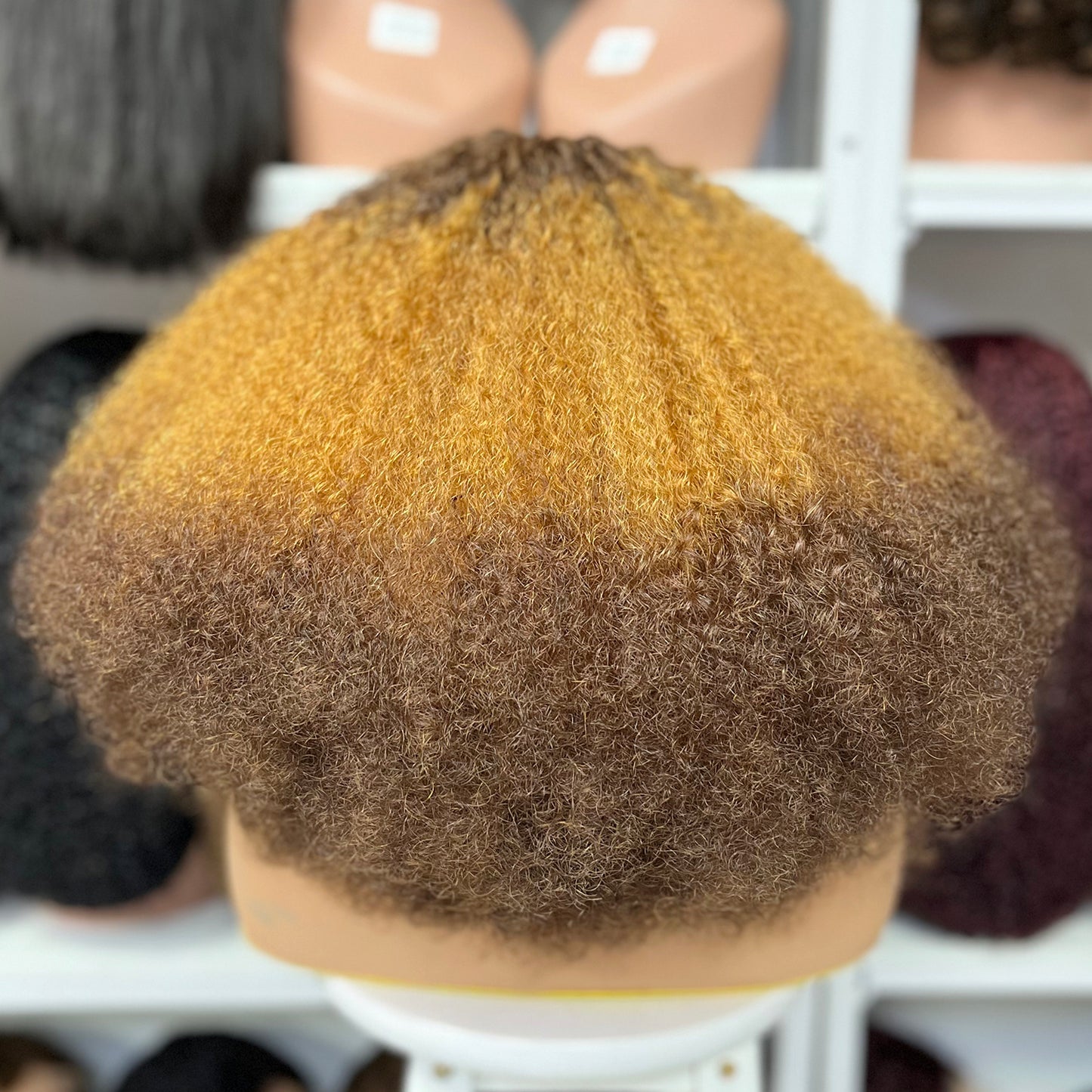 Fringe Double Drawn Wig Human Hair Pixie Curl Wigs 300% Density Ombre Color T4/30/4