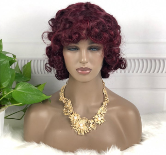 DD Wig Big Fumi Curl Machine Human Hair Wig Natural Hair Wigs Color 99J