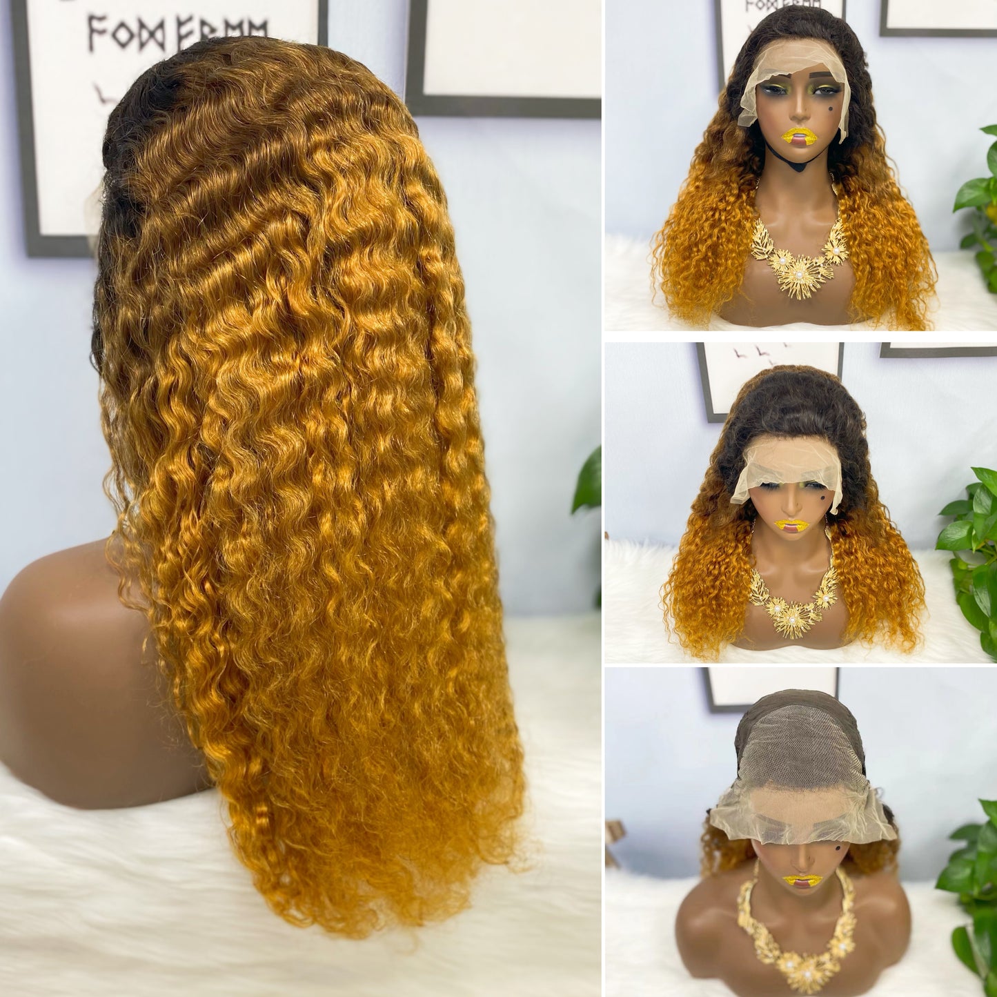 13*4 Lace Wig Water Wave Natural Virgin Human Hair Lace Wigs Color T1B/4/30# 250% Density