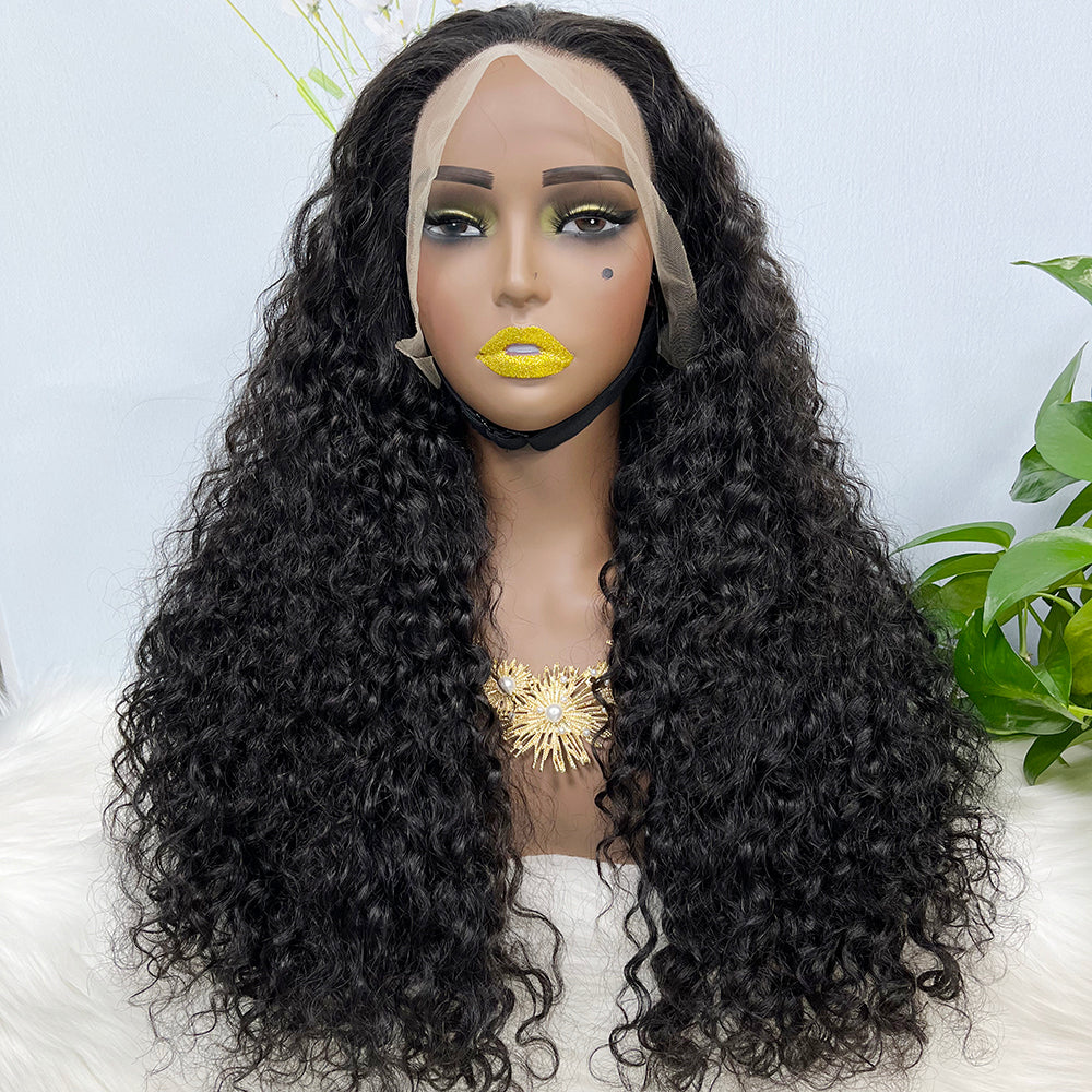 Double Drawn 13*4  Lace Wig Water Wave Natural Virgin Human Hair Wig Color NC