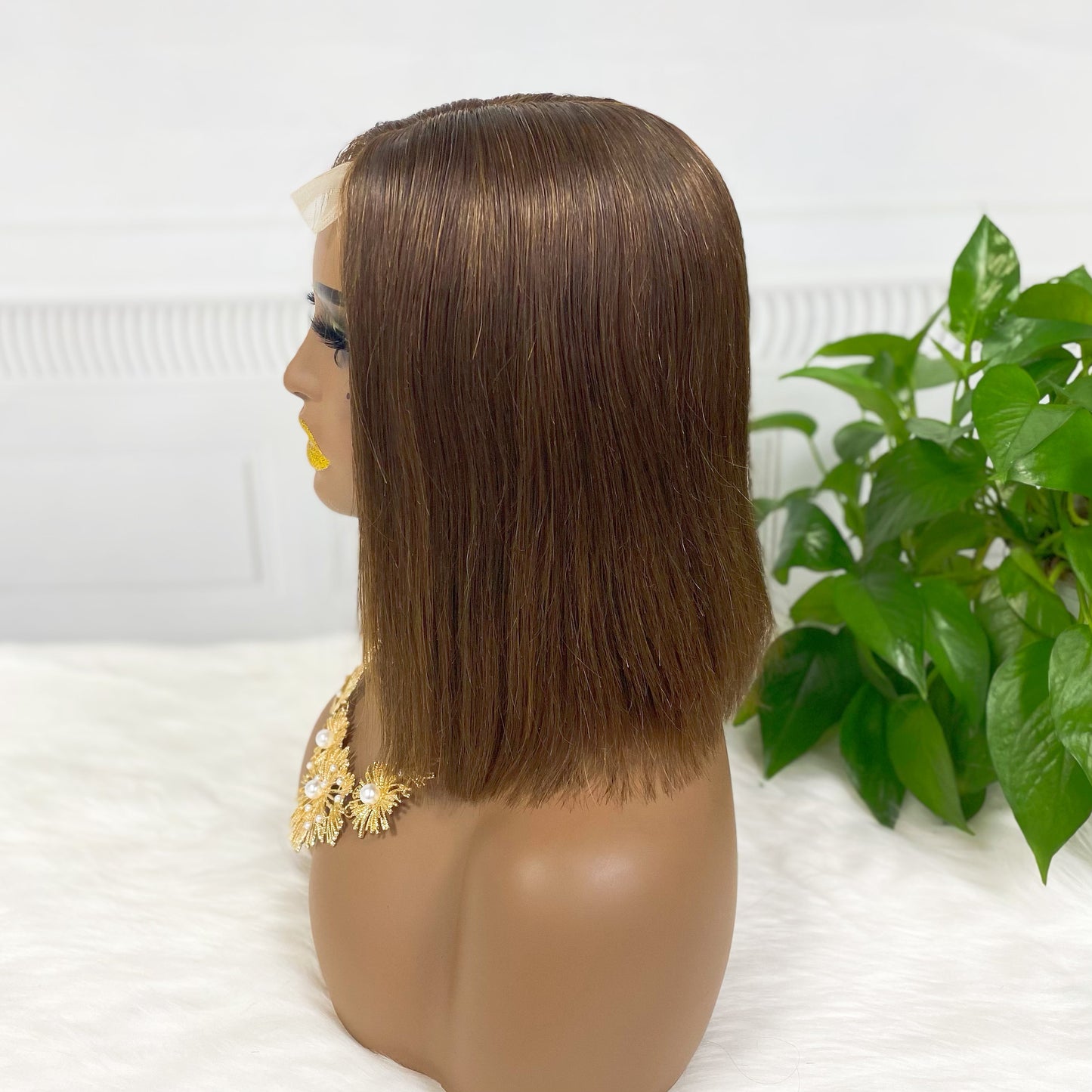 Super Double Drawn 2*6 Lace Bob Wig  Human Hair Lace Wig Color 4# Straight