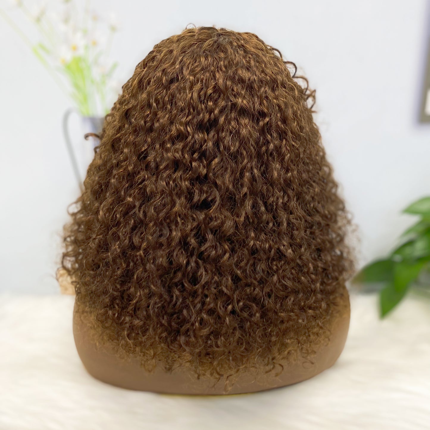 Fringe DD Wig Machine Human Hair Pixie Curly Wig Color 4#