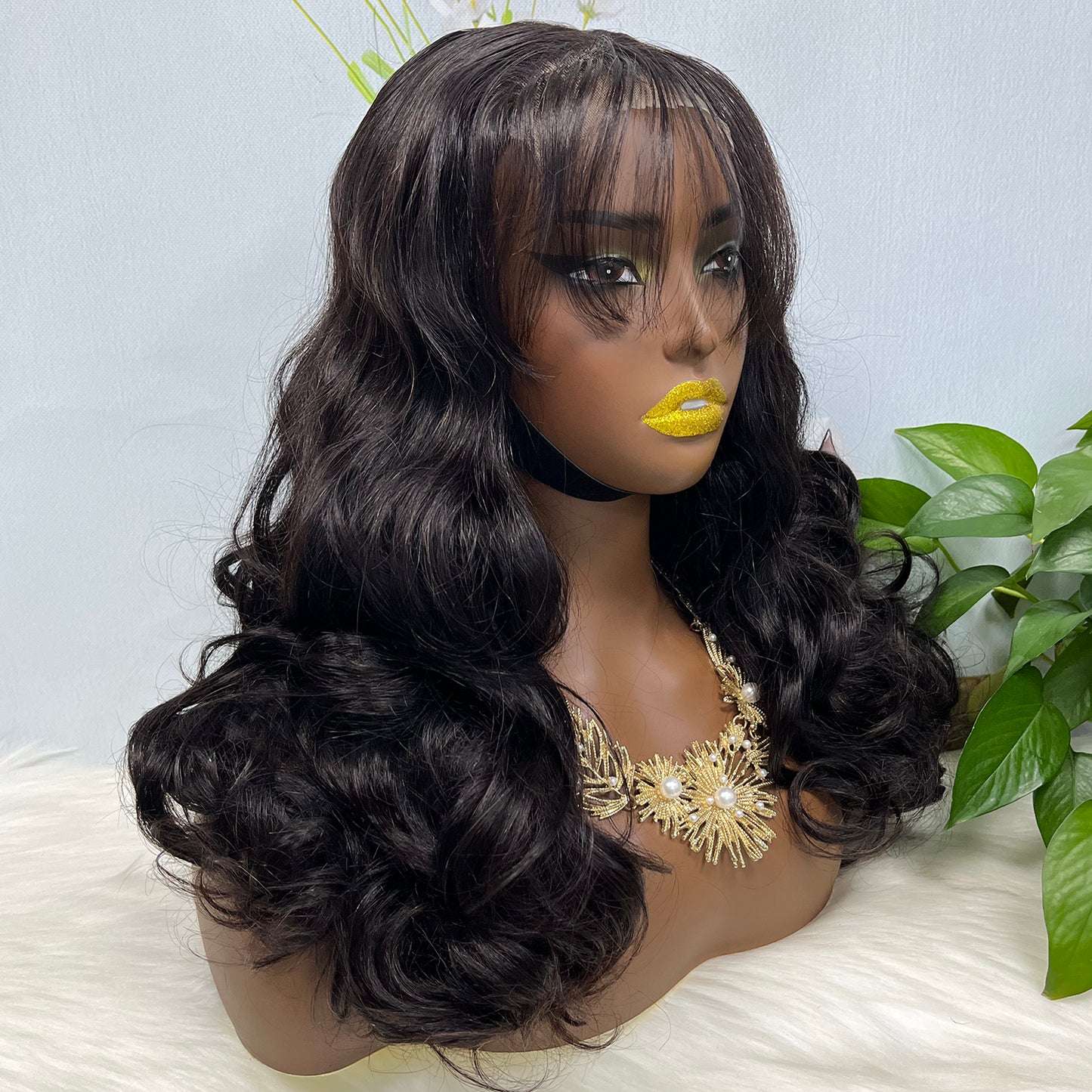 Fringe Double Drawn 5*5  Wig Loose Wave  Lace Wigs Color NC 22inch