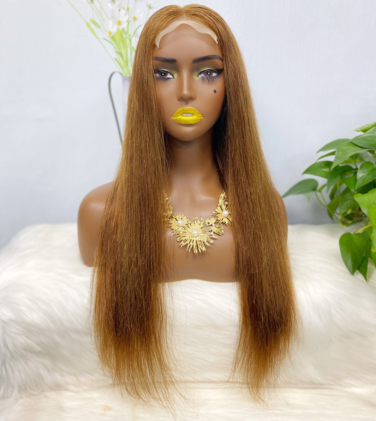 4*4 Lace Wig Straight Color 4# 22" Natural Human Hair Wig 250% Density