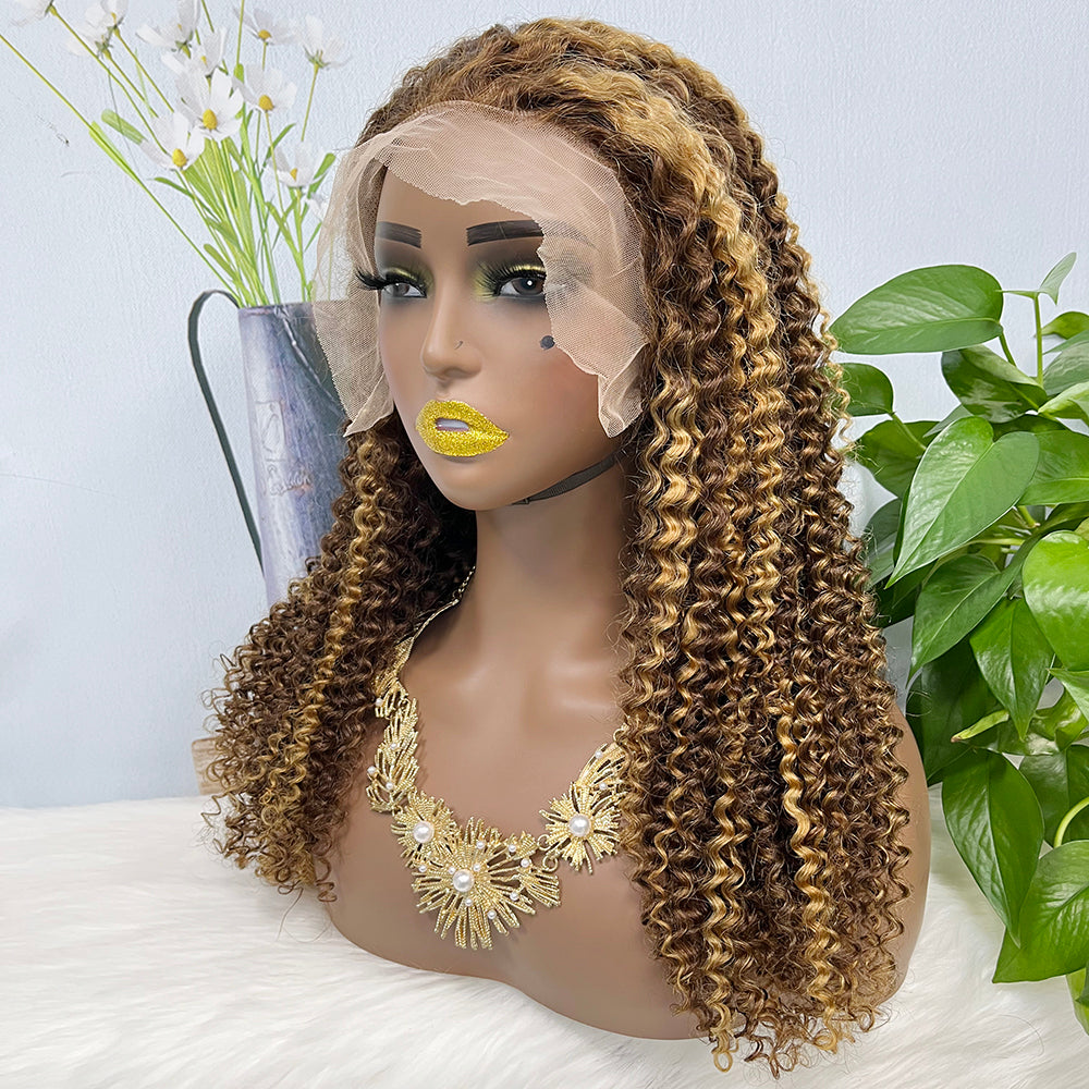 13*4 Lace Wig Jerry Curl Natural Virgin Human Hair Lace Wigs Color P4/27#