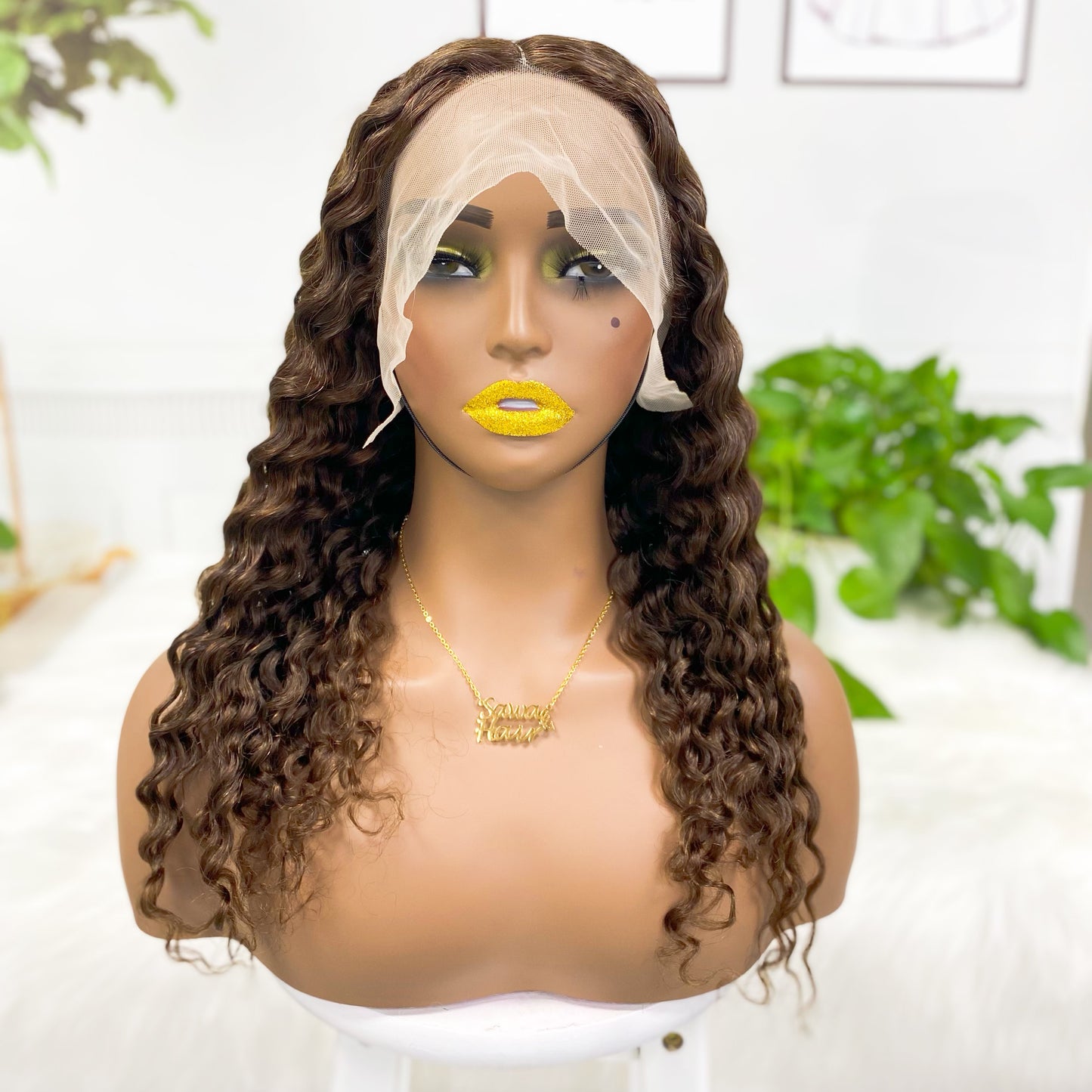 T Lace Wig Deep Wave Natural Human Hair Lace Wigs Color 4#