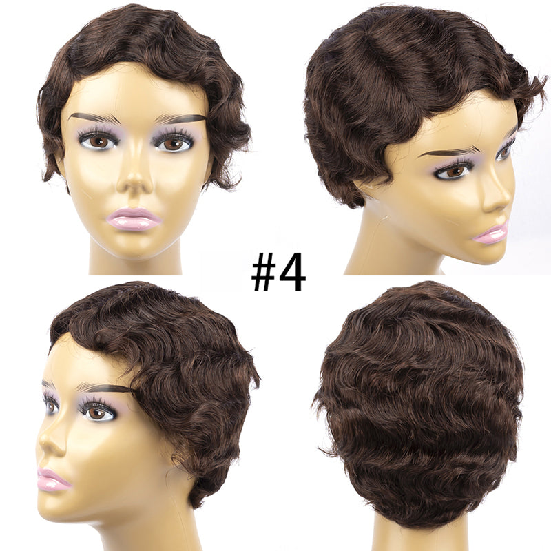 Machine Human Hair Wig Natural Hair No Lace Wigs Natural Color Wig 001