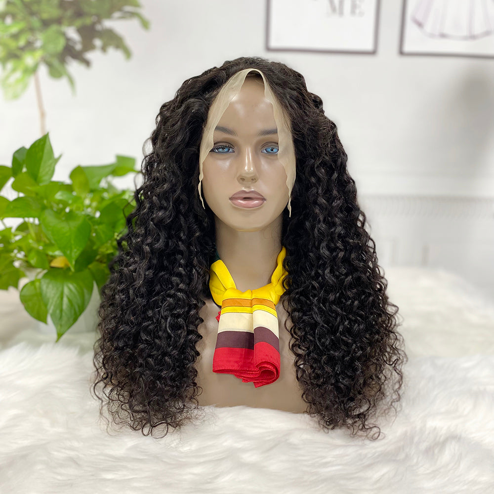 13*4 Lace Wig Water Wave   Brazilian Natural Human Hair Wig  Color NC 250% Density