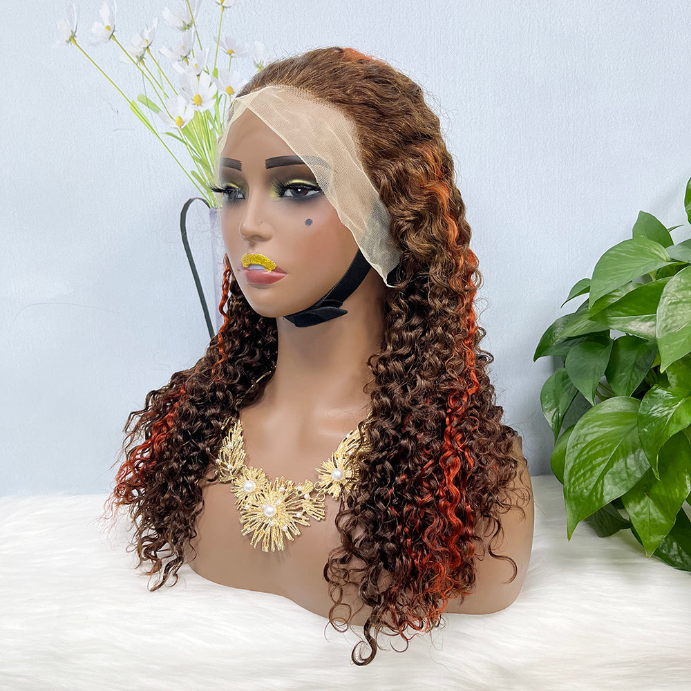 13*4 Lace Wig Water Wave Natural Human Hair Lace Wigs Color P4/350# 250% Density