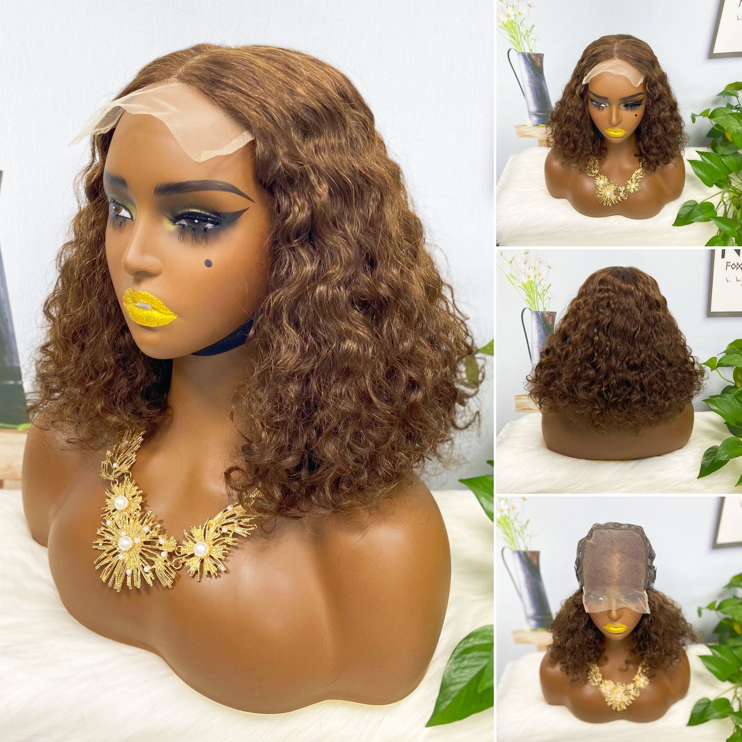 DD 5x5 Glueless Wig WW  Natural Human Hair Lace Wigs Color 99J 14inch