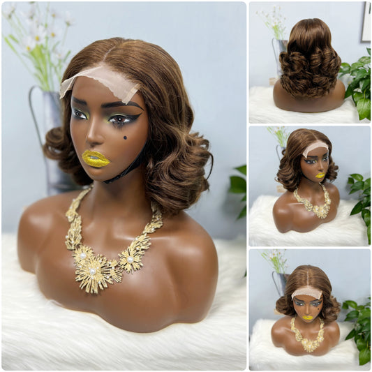 DD 5*5 Wig Bouncy Natural Human Hair Lace Wigs Color 4# 12inches