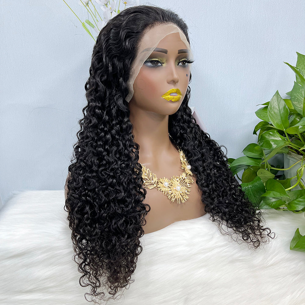 13*4 Lace Wig Water Wave Natural Color Virgin Human Hair Wigs 200% Density Color NC