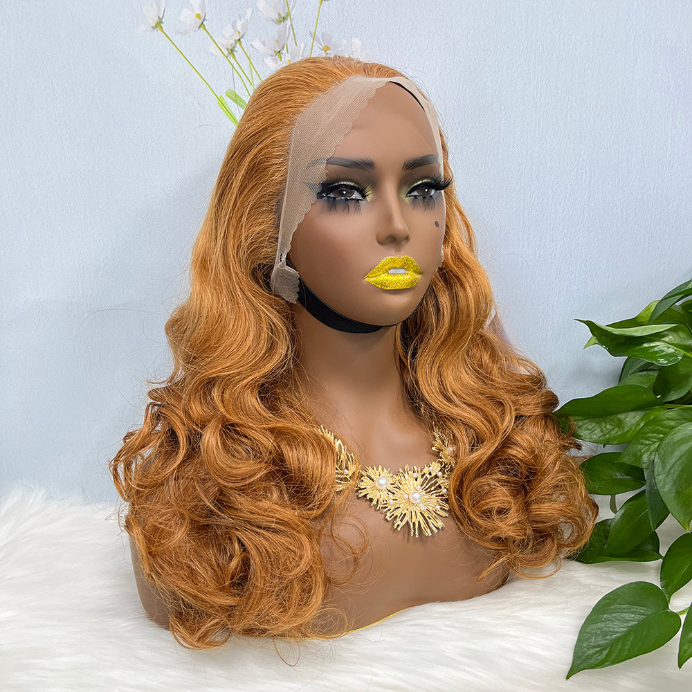 Double Drawn 13*4 Lace Wig Loose Wave Natural Human Hair Lace Wig Color 30# 250% Density