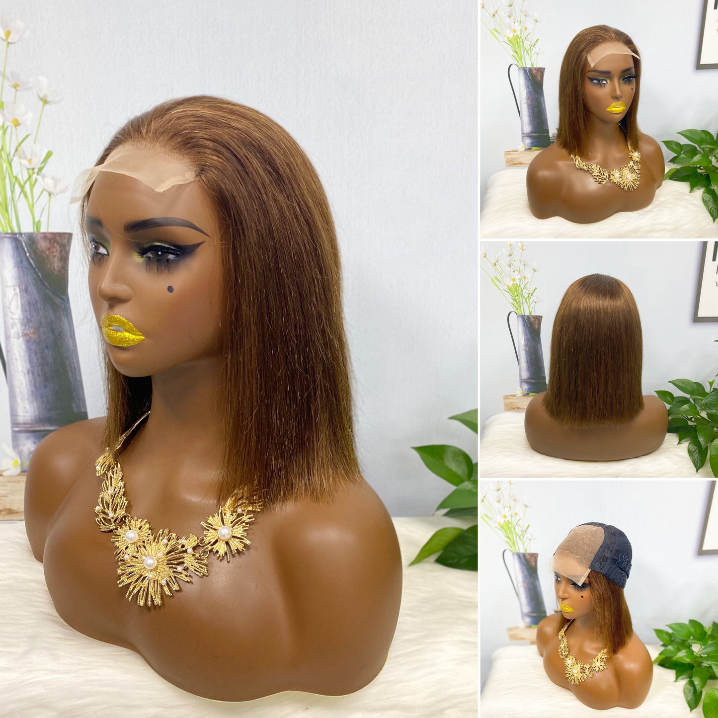 DD 4*4 BOB Wig ST Glueless  Human Hair Wig Color 1B 200% Density