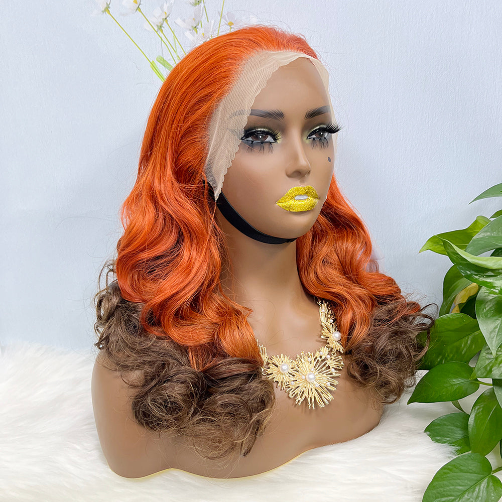 Double Drawn 13*4 Lace Wig Loose Wave Natural Human Hair Lace Wig Color T350/4# 250% Density