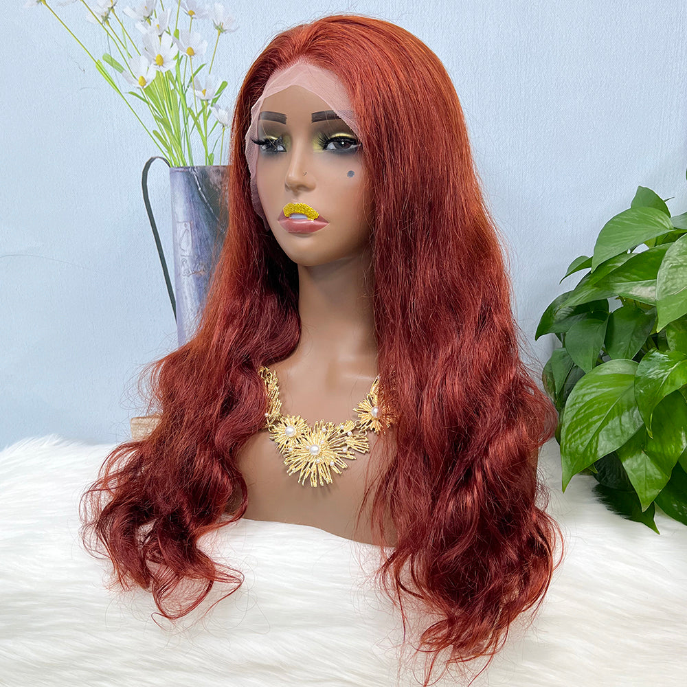 13*4 Lace Wig  Body Wave Natural Human Hair Lace Wigs Color 33# 200% Density