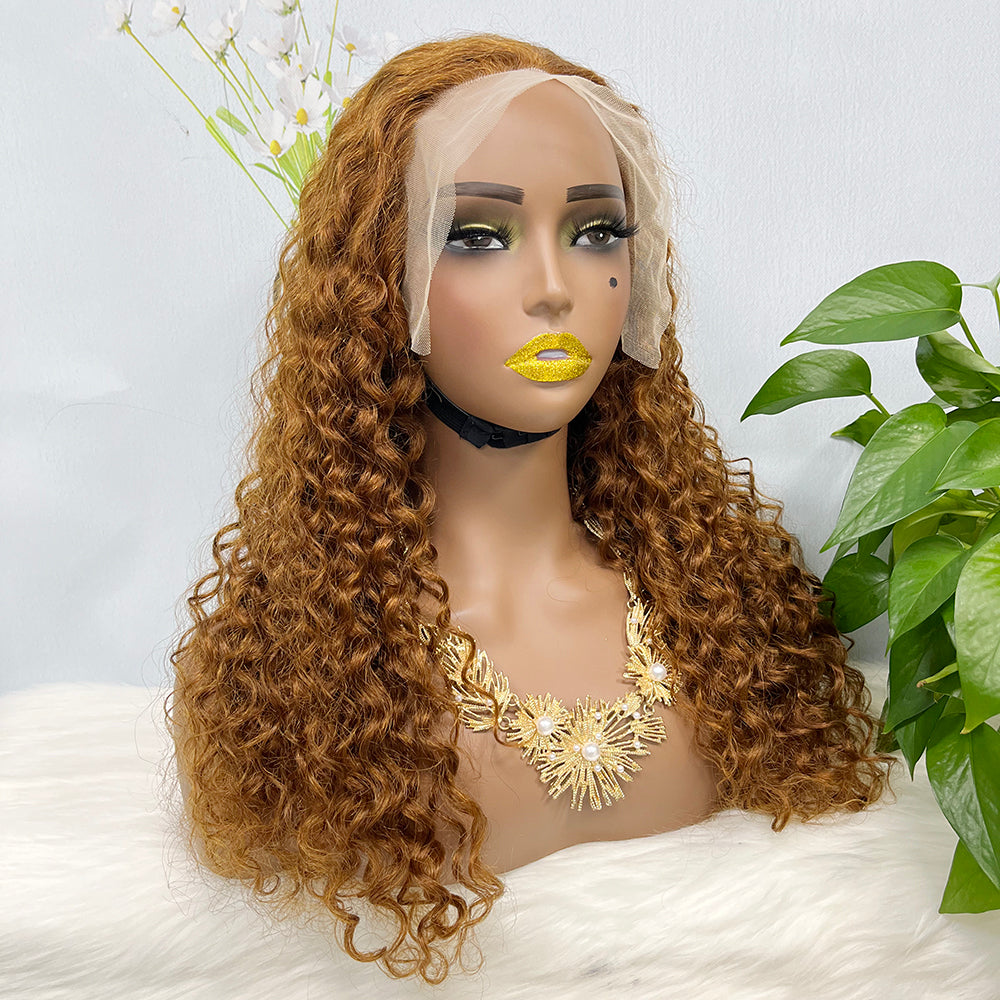 13*4 Lace Wig Water Wave Natural Virgin Human Hair Lace Wigs Color 30# 250%Density