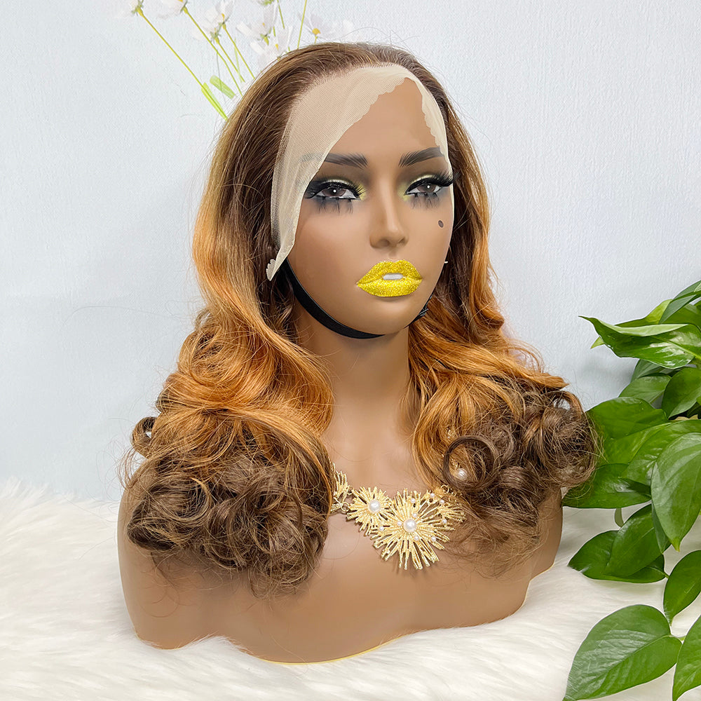 Perruque Lace Wig Loose Wave naturelle, cheveux humains naturels, Double tirage, couleur T4/30/4 #250% densité, 13*4