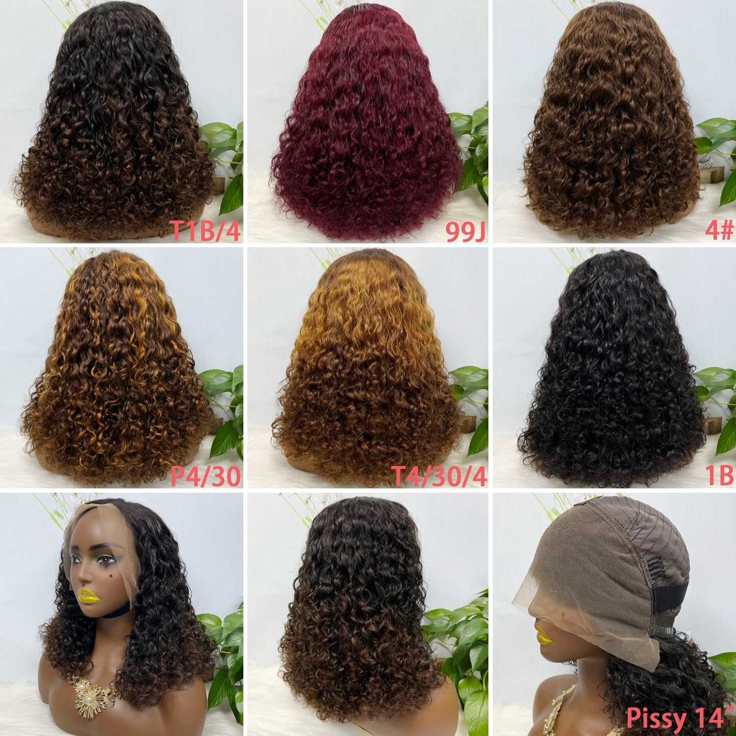 Double Drawn 13*4 Lace Wig  Pissy Curly Natural Human Hair Lace Wigs Color T1B/4# 250% Density