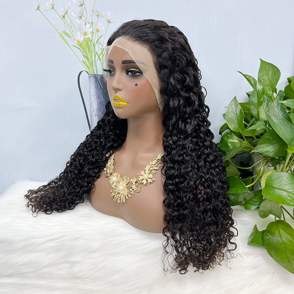 13*4 Lace Wig Water Wave Natural Color Virgin Human Hair Wigs 200% Density Color NC