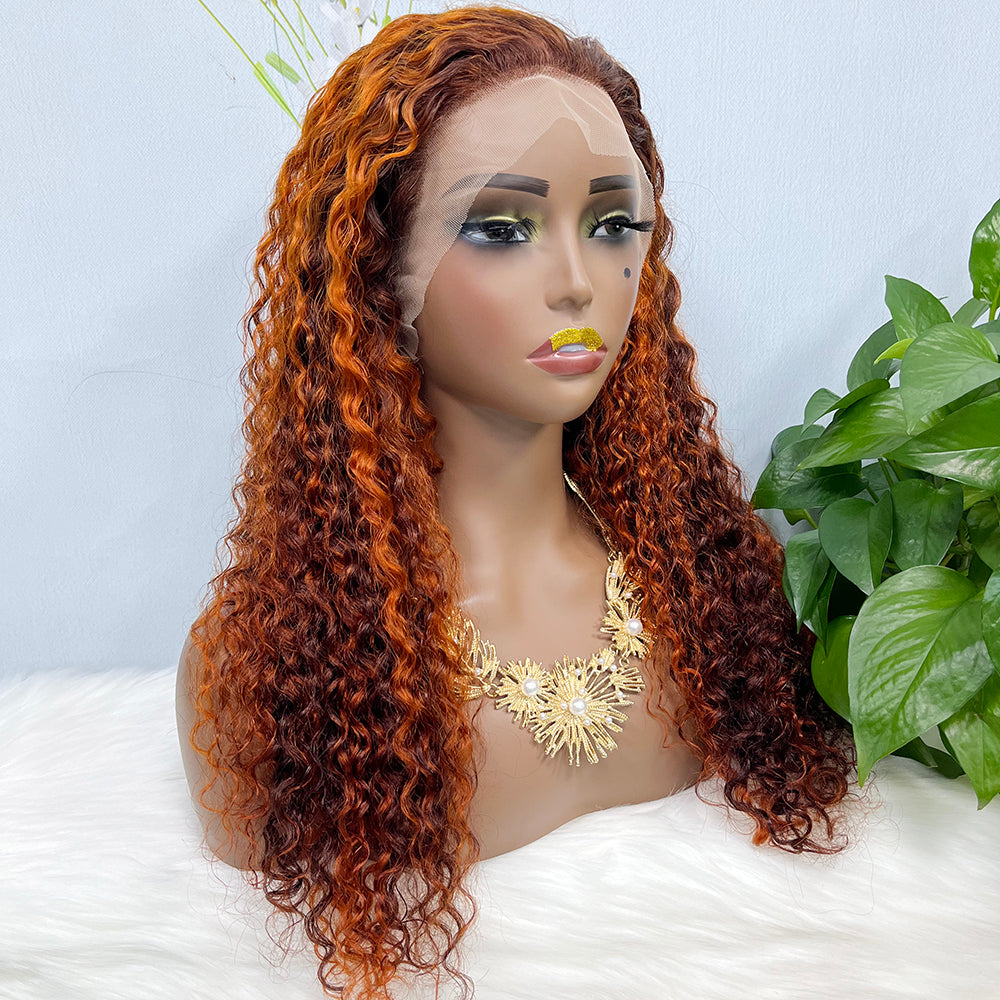 13*4 Lace Wig   Water Wave Natural Virgin Human Hair Lace Wigs Color P4/350# 200% Density