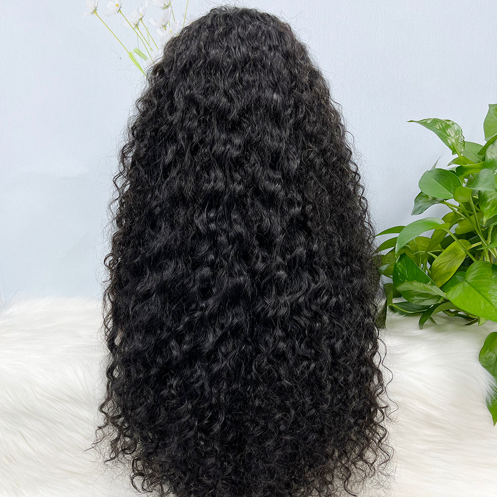 Double Drawn 13*4  Lace Wig Water Wave Natural Virgin Human Hair Wig Color NC