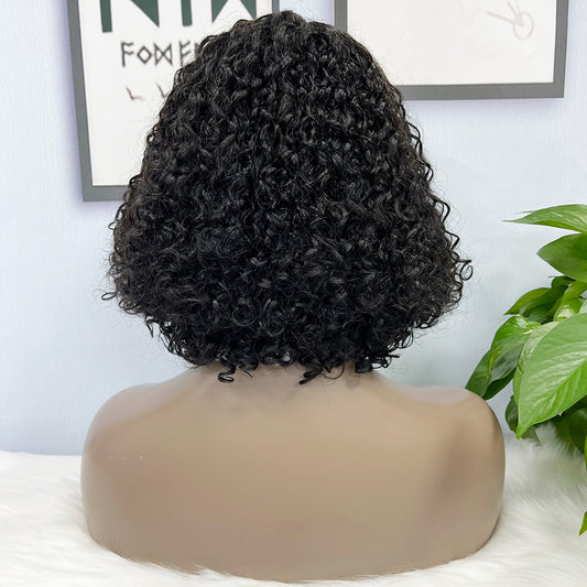 DD T Lace Wig Pixie Curl Natural Human Hair Lace Wigs 14 inch Color 1B